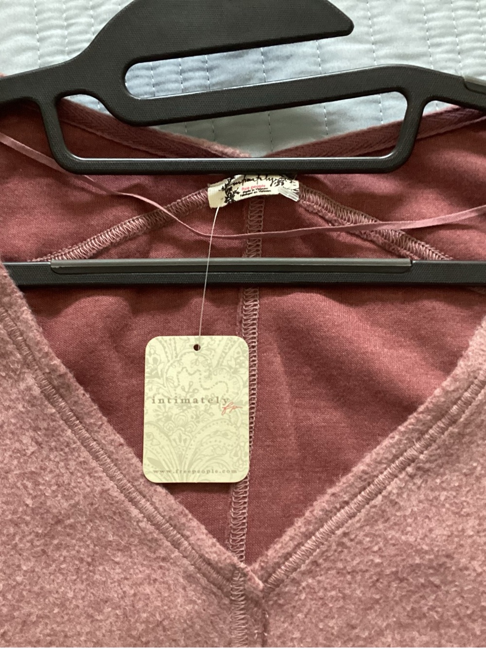 Free People Dusty Mauve V-Neck Plush Sweater - Picture 3 of 6